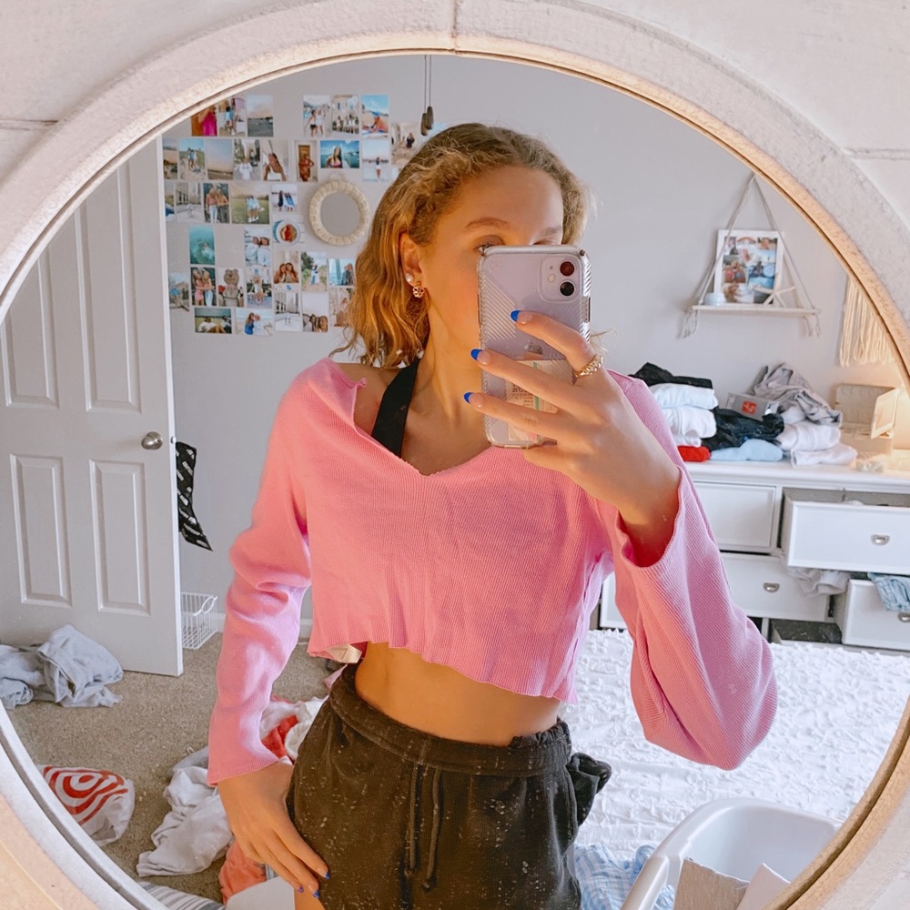 Pink cropped long sleeve